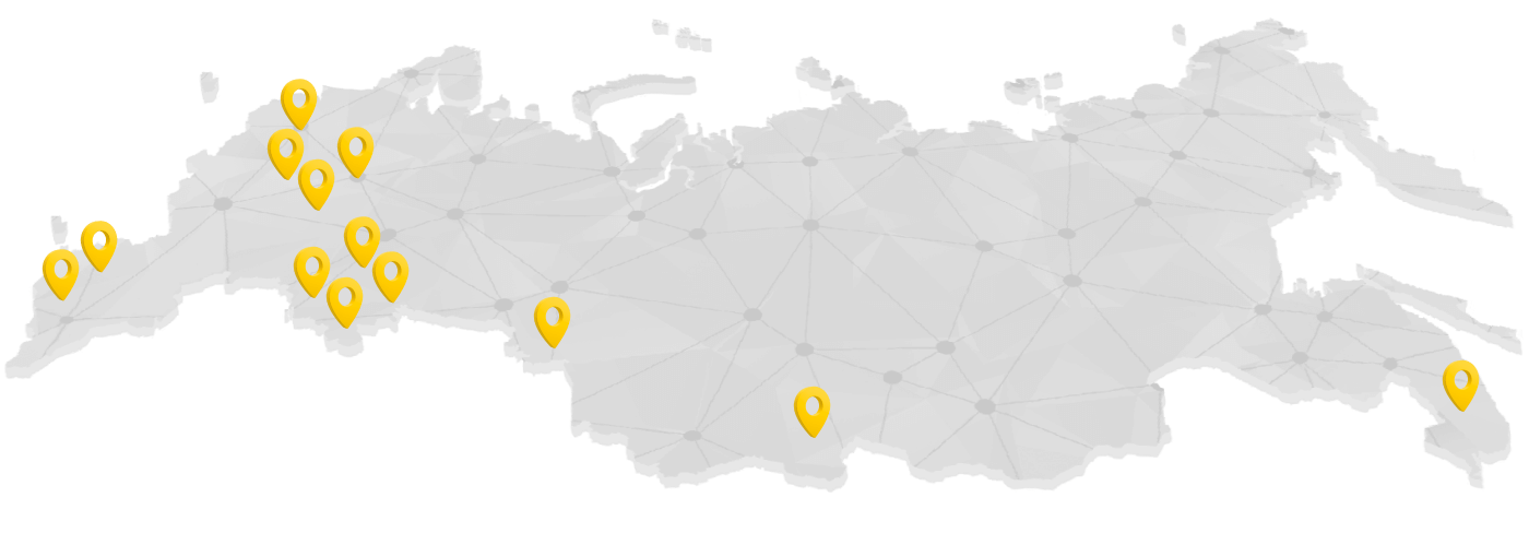 13 распределительных центров и 3000 пунктов выдачи интернет-магазина автозапчастей Партерра на карте