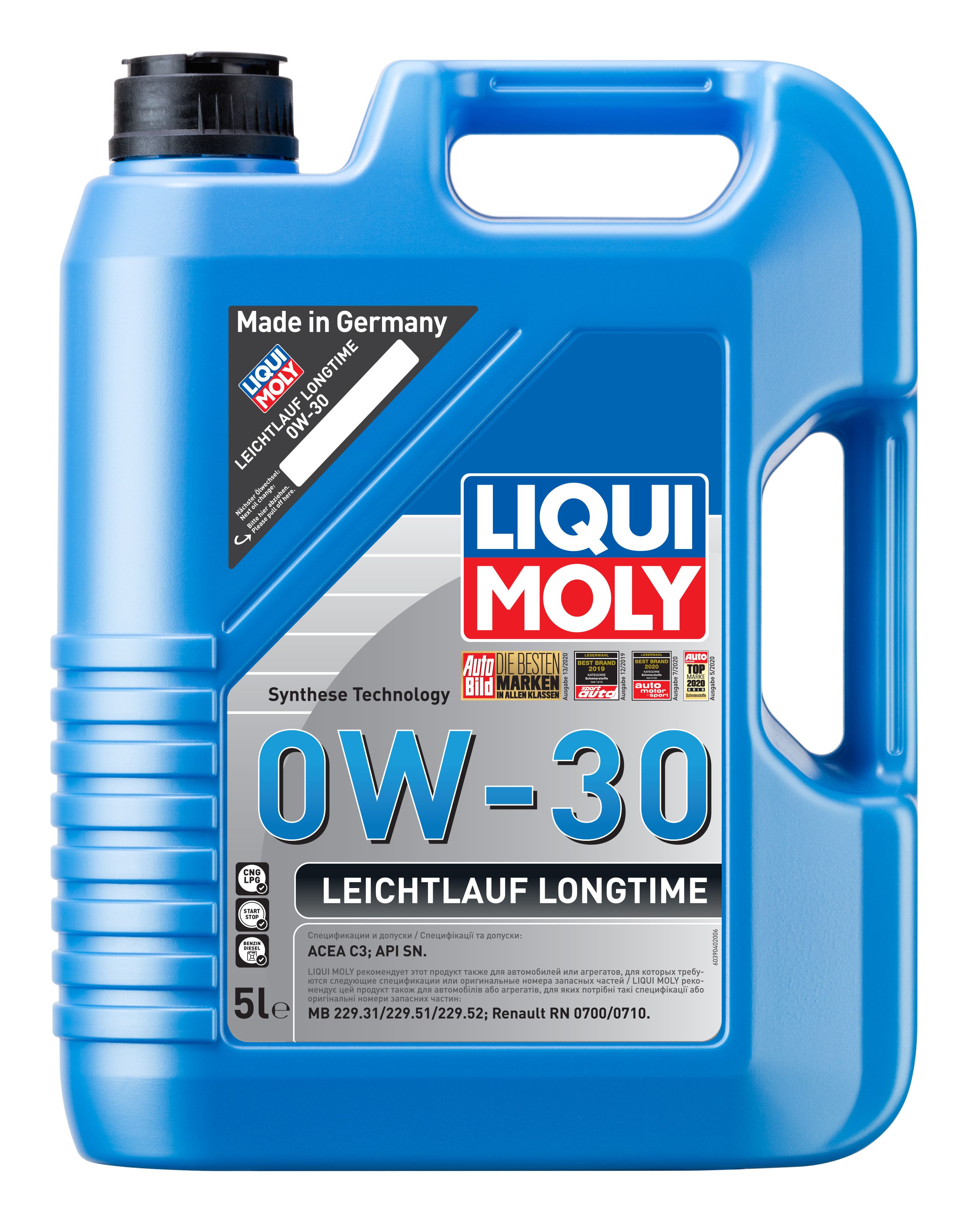 0W-30 Leichtlauf Longtime SN 5л (HC-синт.мотор.масло) - Liqui Moly 39040