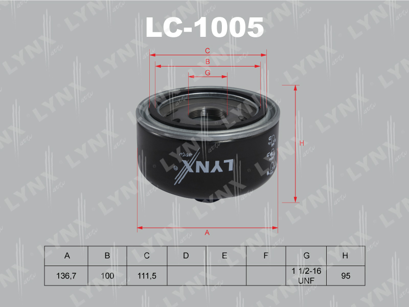 Фильтр масляный - LYNXauto LC-1005