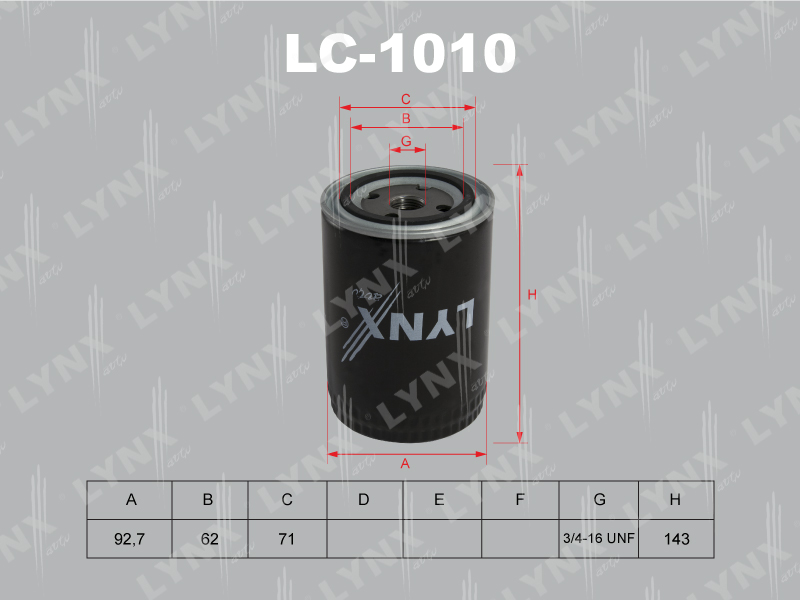 Фильтр масляный - LYNXauto LC-1010