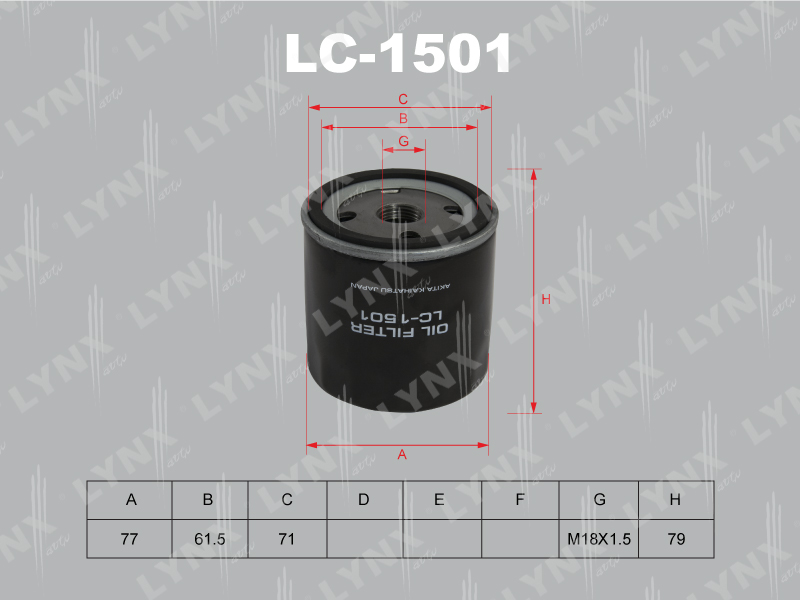 Фильтр масляный - LYNXauto LC-1501