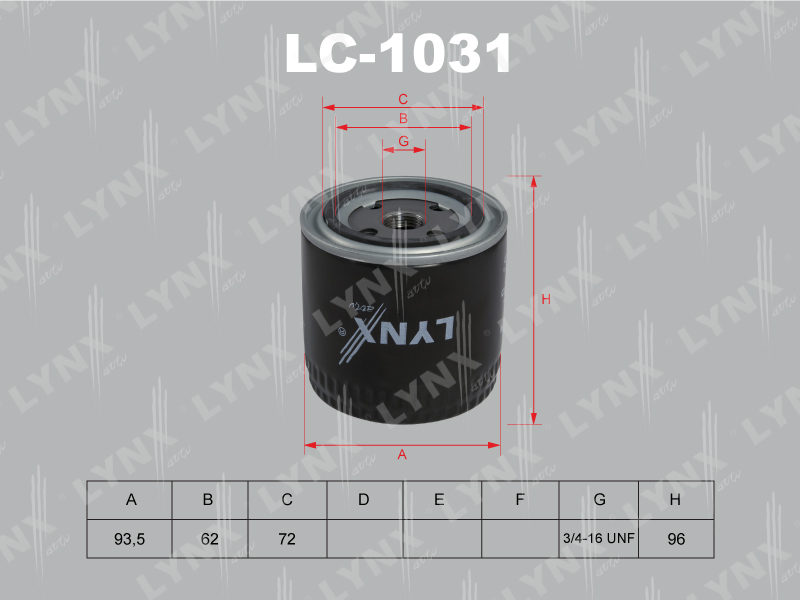 Фильтр масляный - LYNXauto LC-1031