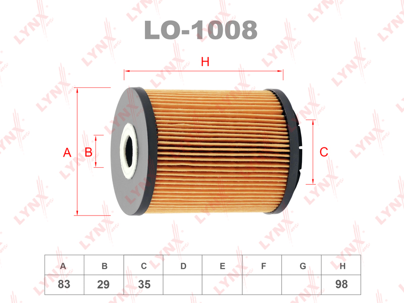 Фильтр масляный (вставка) - LYNXauto LO-1008