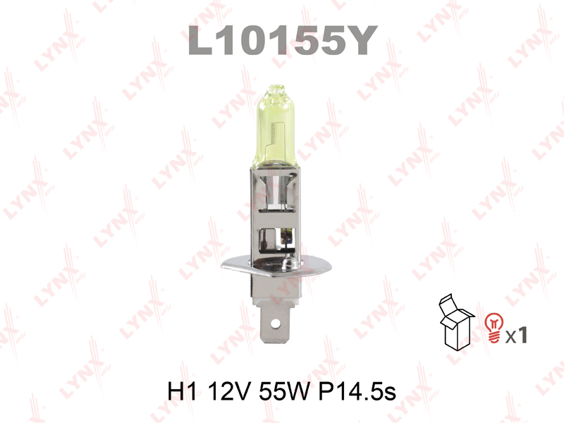 Лампа H1 12V 55W P14.5s YELLOW LYNXauto L10155Y