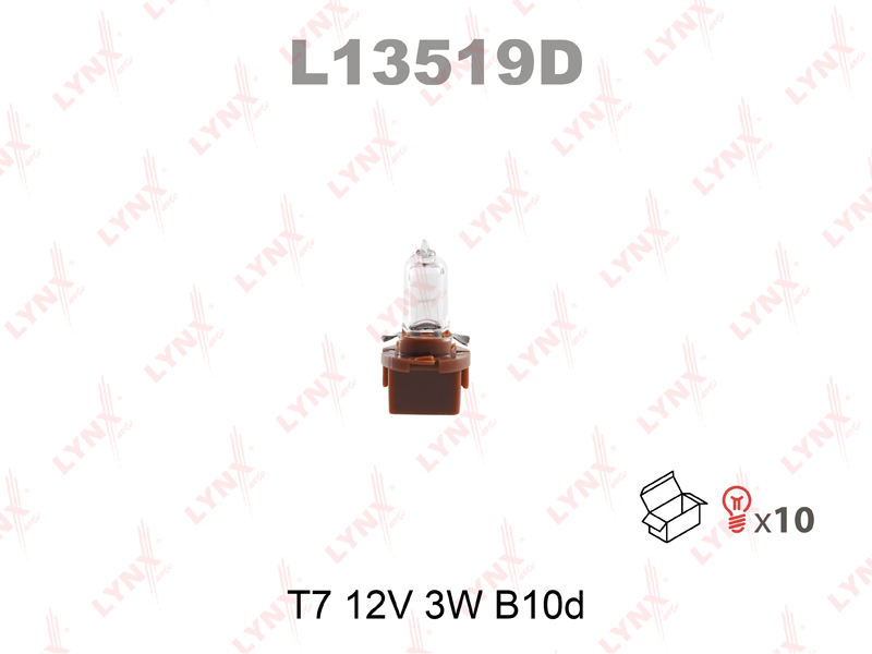 Лампа накаливания панели приборов T7 12V 3W B10d - LYNXauto L13519D