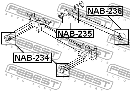 Сайлентблок поперечной тяги 2 PCS | зад прав/лев | Febest NAB-235